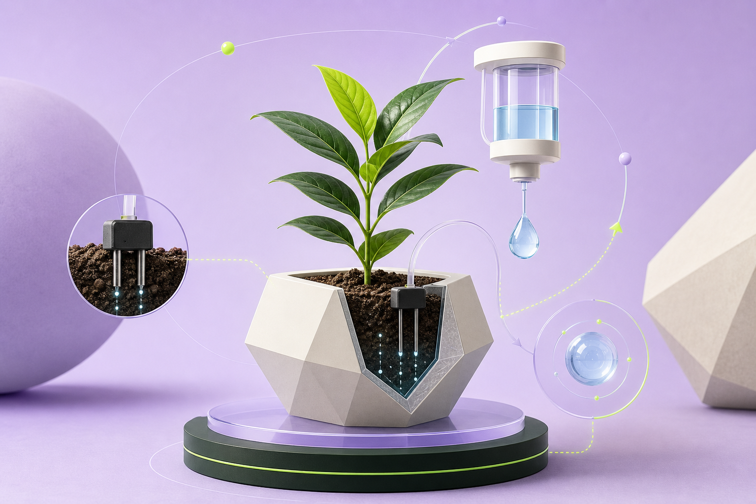 Automated plant watering system with moisture sensors and a controlled water supply